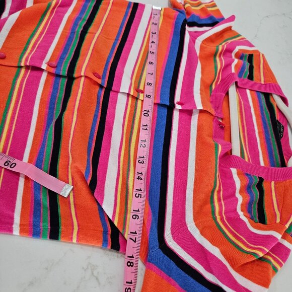 Talbots Cardigan Medium Striped Multicolor Button-Up Sweater Colorful Rainbow - Picture 6 of 9
